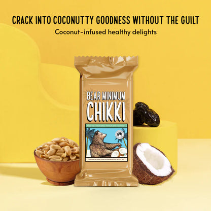 Chikki | Date Sweetened Soft Chikki (Made Only From Dates, Peanuts And Coconuts) – No Additives, No Added Preservatives &amp; Sugar Free – Brawny Bear – 25gm