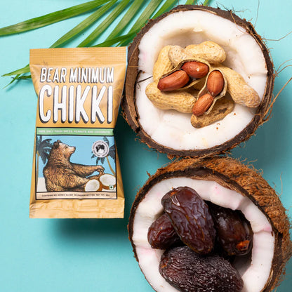 Chikki | Date Sweetened Soft Chikki (Made Only From Dates &amp; Peanuts ) – No Additives, No Added Preservatives &amp; Sugar Free – Brawny Bear – 25gm