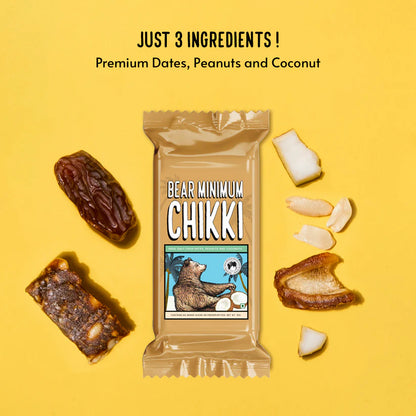 Chikki | Date Sweetened Soft Chikki (Made Only From Dates &amp; Peanuts ) – No Additives, No Added Preservatives &amp; Sugar Free – Brawny Bear – 25gm