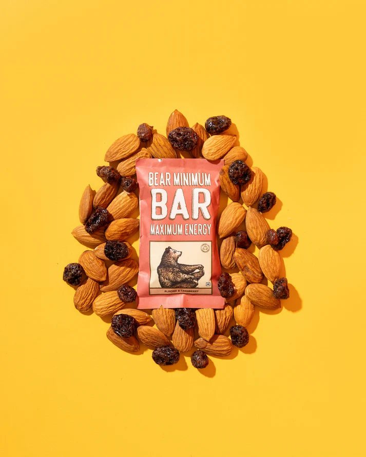 Bar | Date Energy Bars (Almond &amp; Cranberry) – No Additives &amp; No Added Preservatives – Brawny Bear – 25gm