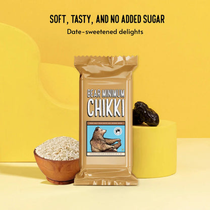 Chikki | Date Sweetened Soft Chikki (Made Only From Dates And Sesame Seeds) – No Additives, No Added Preservatives &amp; Sugar Free – Brawny Bear – 25gm