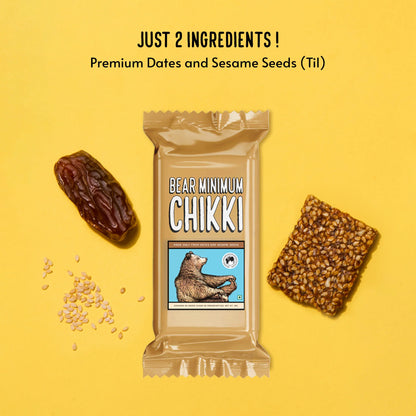 Chikki | Date Sweetened Soft Chikki (Made Only From Dates And Sesame Seeds) – No Additives, No Added Preservatives &amp; Sugar Free – Brawny Bear – 25gm