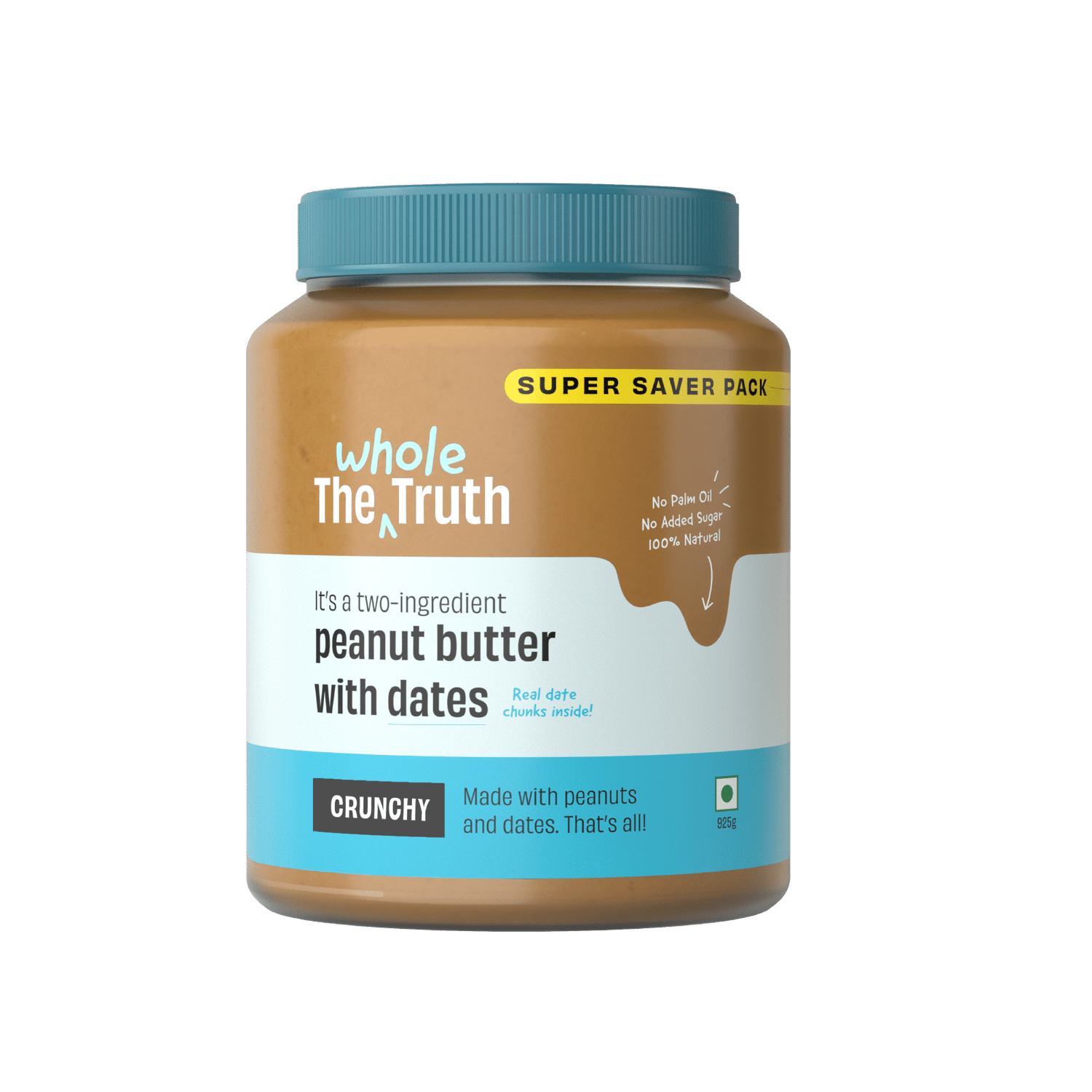 Peanut Butter | With Dates – Crunchy – No Added Sugar - The Whole Truth – 325gm