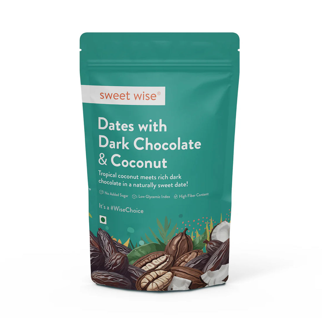 Dark Chocolate | Dates With Dark Chocolate &amp; Coconut - No Added Sugar - Sweet Wise - 100gm