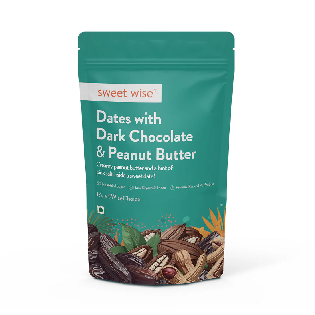 Dark Chocolate | Dates With Dark Chocolate &amp; Peanut Butter - No Added Sugar - Sweet Wise - 100gm