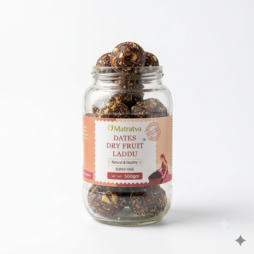 Dates Dry Fruit Ladoo - Refined Sugar Free - Made with A2 Cow Ghee - Matratva - 500gm