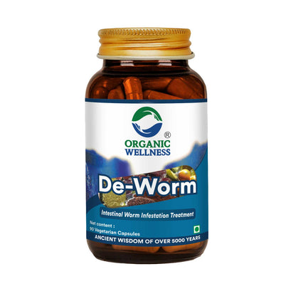 De Worm ( Intestinal Worm Infestation Treatment ) -Improves Digestive Power, Provide Relief in Intestinal Worms-No Artificial Additives- Organic Wellness - 90 Vegetarian Capsules