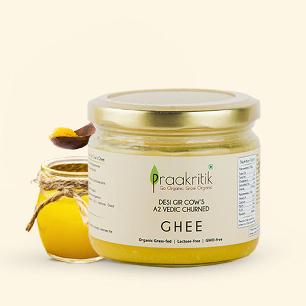 Ghee | Organic Grass Fed Desi Gir Cow A2 Ghee - Lactose Free – Praakritik – 250ml