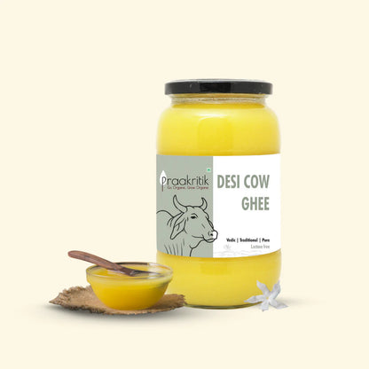 Ghee | Desi Cow Ghee - No Vegetables Oil, Palm Oil, No Fragrances &amp; No Additives - Praakritik - 1000ml