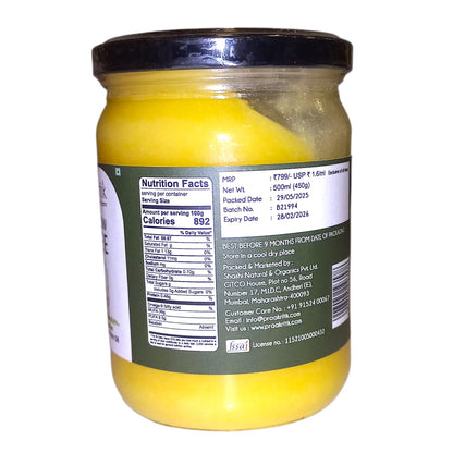 Ghee | Desi Cow Ghee - No Vegetables Oil, Palm Oil, No Fragrances &amp; No Additives - Praakritik - 500ml