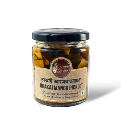 Pickle | Dhakai Mango Pickle (Home Made With Probiotic Goodness) – 100% Natural - No Added Colour &amp;amp; No Added Preservatives – Golden Grass – 200gm