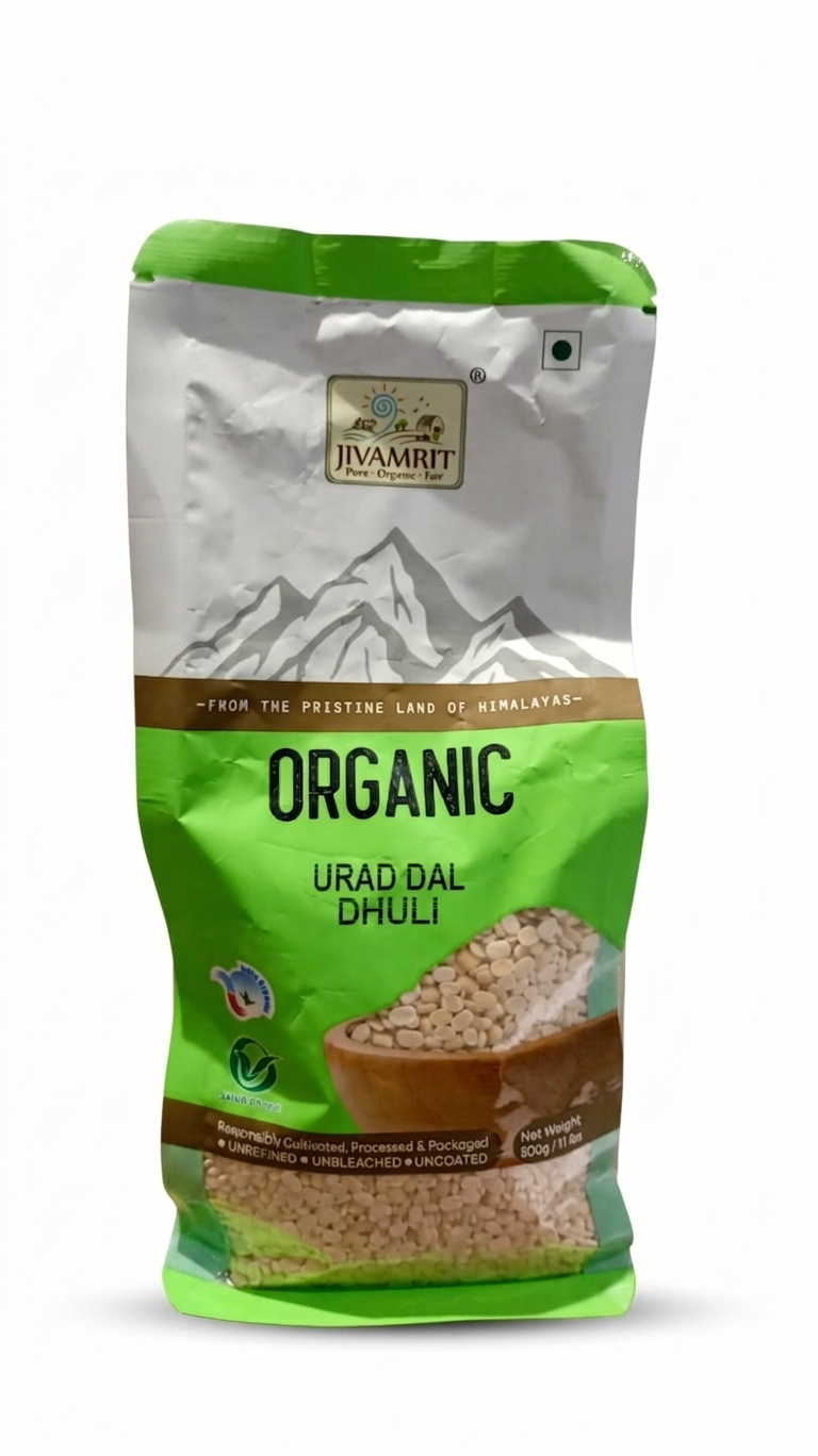 Urad Dal | Dhuli Urad Dal -100% Vegan, Unpolished-No Artificial Colours &amp; Preservative Free - No Pesticides - Jivamrit – 500gm