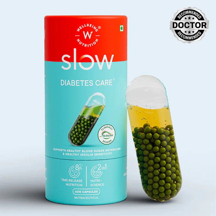 Diabetes Care | Slow - Supports Healthy Blood Sugar Metabolism &amp;amp; Healthy Insulin Sensitivity - Non GMO, No Fillers &amp;amp; No Added Additives - Wellbeing Nutrition - 60 Capsules