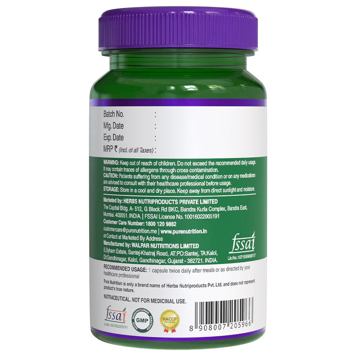 Digestive Enzymes | With Bromelain - Helps Reduce Indigestion &amp;amp; Promotes Nutrient Absorption – Pure Nutrition – (840mg) - 60 Capsules