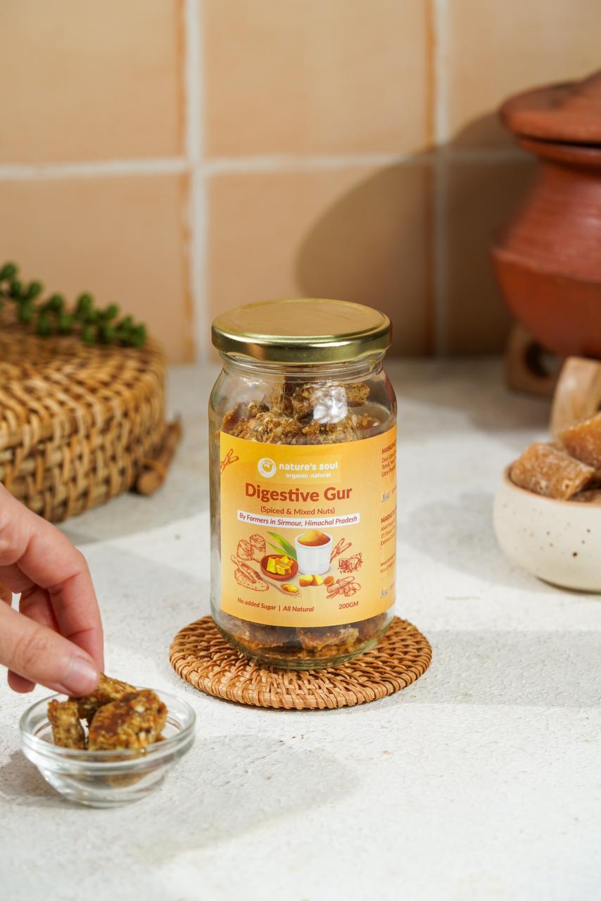 Jaggery | Digestive Gur (Spiced &amp; Mixed Nuts) - Sirmour, Himachal Pradesh - All Natural - No Added Sugar - Nature&