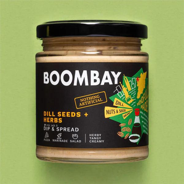 Dill Seeds + Herbs (Herby Tangy Creamy) - Dip &amp;amp; Spread - Pizza, Marinade, Salad - Natural - Indian  - Vegan, Gluten Free, Plant Based, No Refined Sugar &amp;amp; No Bad Oil - Boombay - 190gm
