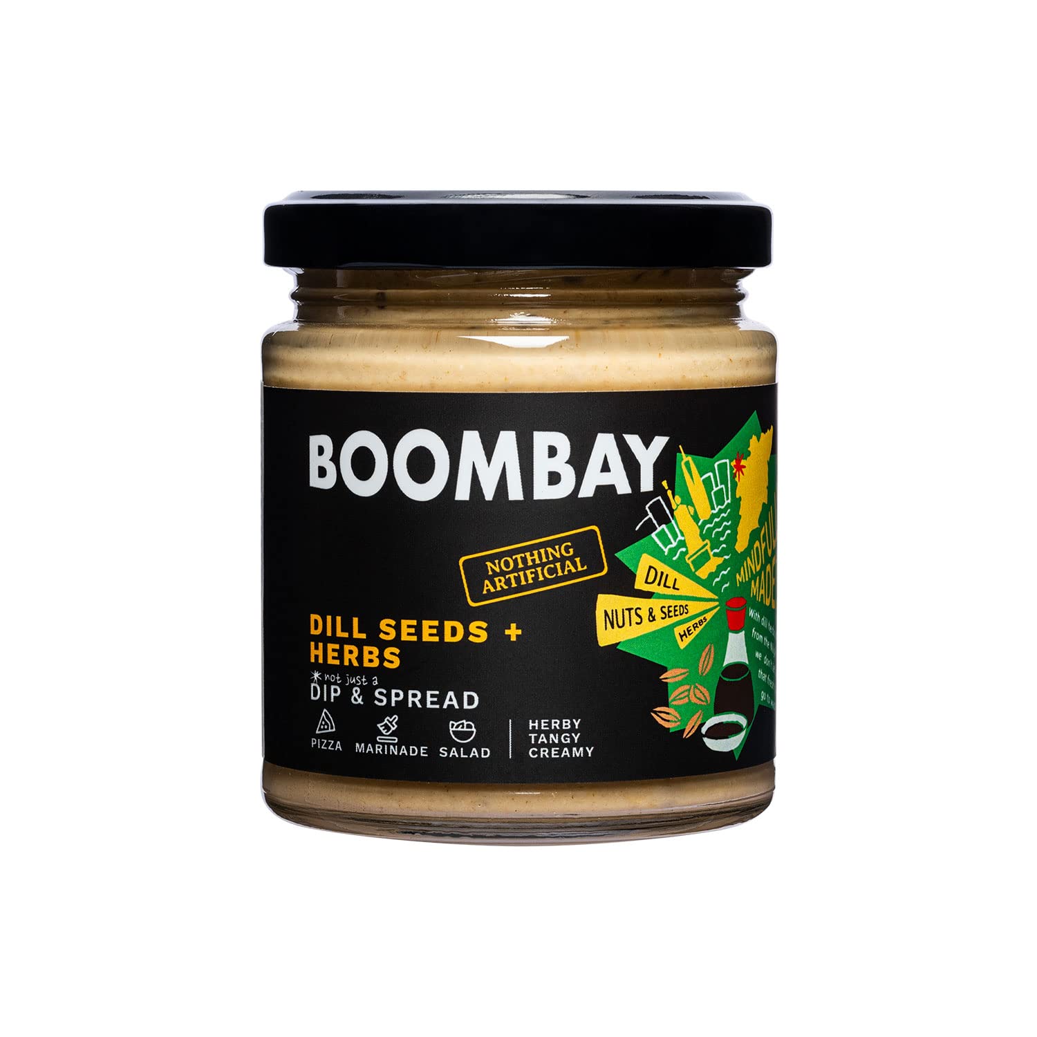 Dill Seeds + Herbs (Herby Tangy Creamy) - Dip &amp;amp; Spread - Pizza, Marinade, Salad - Natural - Indian  - Vegan, Gluten Free, Plant Based, No Refined Sugar &amp;amp; No Bad Oil - Boombay - 190gm
