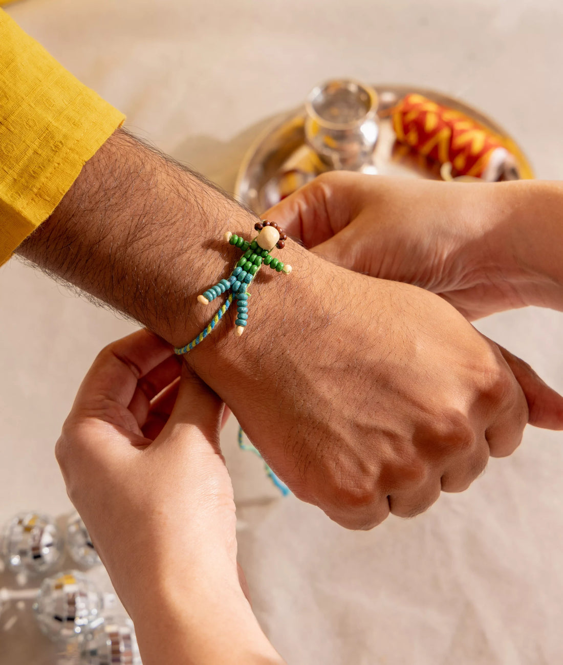 Rakhi | Disco Deewane - Boy Rakhi (Made From Cotton, Jute, Wooden beads &amp; With Pressed Flower Petals) – Handcrafted – Eco Friendly – Nature’s Soul - Single Piece