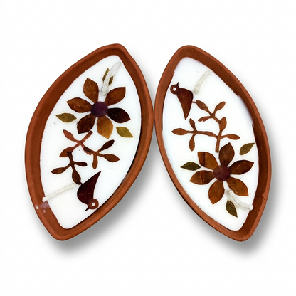 Diya | Boat Diya Double Set – Handcrafted – Eco Friendly Soy Wax, No Chemical &amp; No Harmful Fumes – Nature’s Soul -Set Of 2 ( 13x6.2cm)