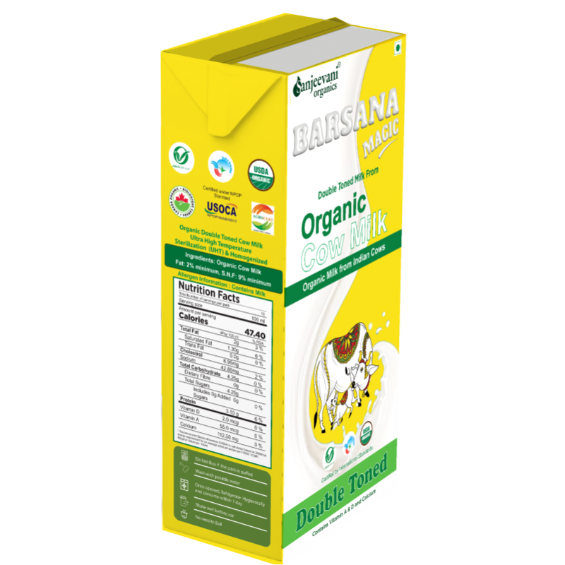 Cow Milk | Double Tonned Milk - USDA Organic – High In Vitamin A &amp; D And Calcium - No Antibiotic, No Stress Hormones, No Adulteration, No Contamination &amp;amp; Preservatives Free – Barsana Magic – 1000ml