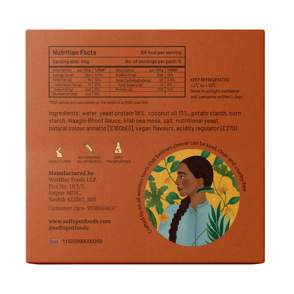 Cheese | Double Chilli Cheese (Grates &amp; Melts)-Plant Based Cheese -Vegan - High Protein- Gluten Free, Dairy Free &amp;amp; Lactose Free-Zero Preservatives – Soft Spot Foods – 200gm