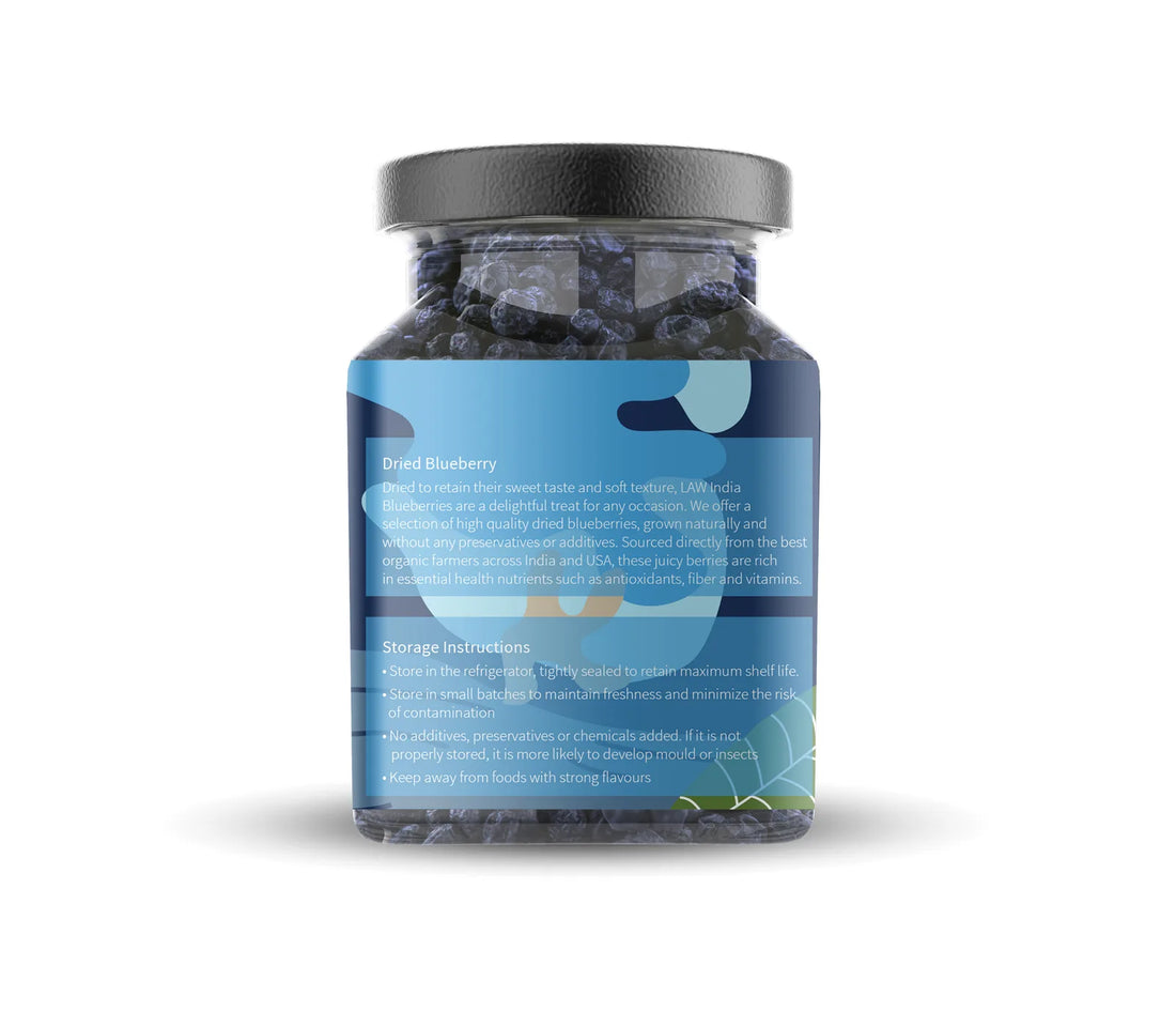 Blueberry | Dried - 100% Natural - Single Origin - Gluten Free, No Additives &amp;amp; No Added Preservatives - Looms And Weaves - 200gm