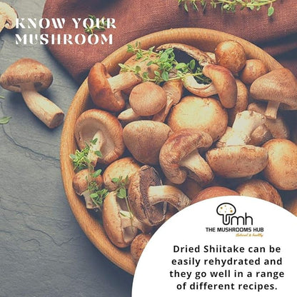 Dried Shiitake Mushrooms | 100% Natural - No Added Preservatives - The Mushroom Hub - 100gm