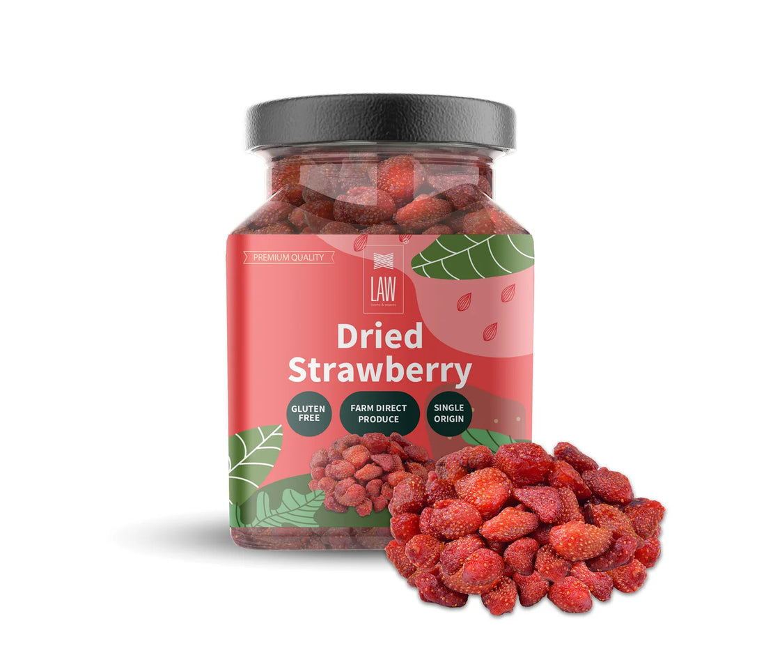 Strawberry | Dried - 100% Natural - Single Origin - Gluten Free, Pesticide Free, No Additives, No Added Preservatives - Looms And Weaves - 200gm