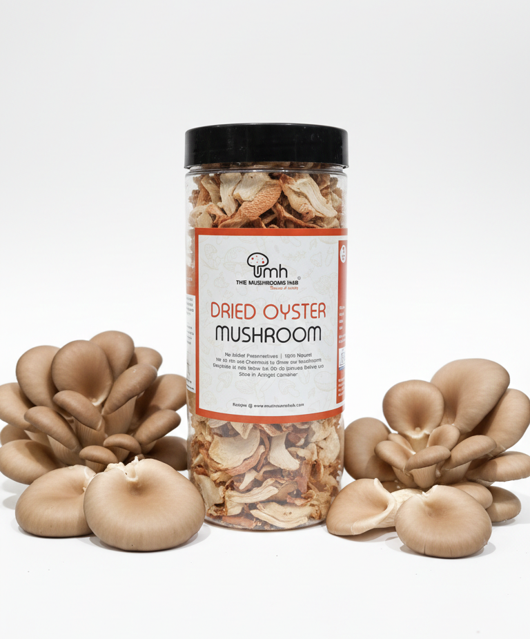 Dried Oyster Mushrooms | 100% Natural - Chemical Free &amp; No Added Preservatives - The Mushroom Hub - 100gm