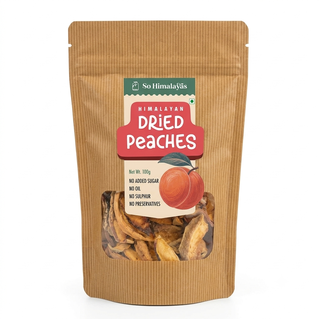 Chips | Dried Peach Chips - Natural - No Oil ,Sulphur, &amp;amp; No Added Sugar , No Preservatives - So Himalayas- 100gm