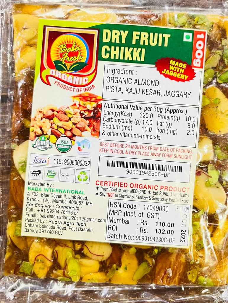Dry Fruit Chikki | Organic  – Baba Fresh – 100gm
