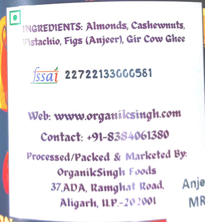 Dry Fruit | Dry Fruit &amp; Figs (Anjeer) Punch (Made With A2 Cow Ghee) – 100% Natural – No Additives, No Preservatives &amp; No Artificial Flavourings – Organik Singh – 500gm