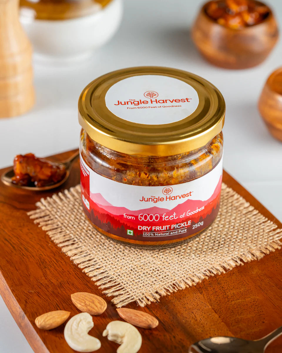Pickle | Dry Fruit Pickle - 100% Natural And Pure -Nutrient-Rich Fusion, Antioxidant Power, Digestive Support- Chemical-Free Preparation , Preservatives Free - Jungle Harvest - 250gm