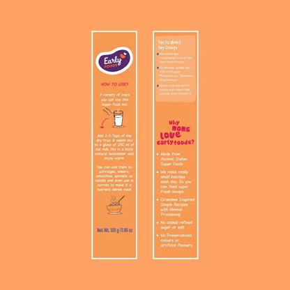 Dry Fruits &amp; Seeds Powder | Organic Dry Fruit &amp; Seeds Powder Blend of 7 Indian Super Foods – Vegan, Gluten Free, No Preservatives, No Artificial Flavours &amp; No Added Sugar – Early Foods – 100gm