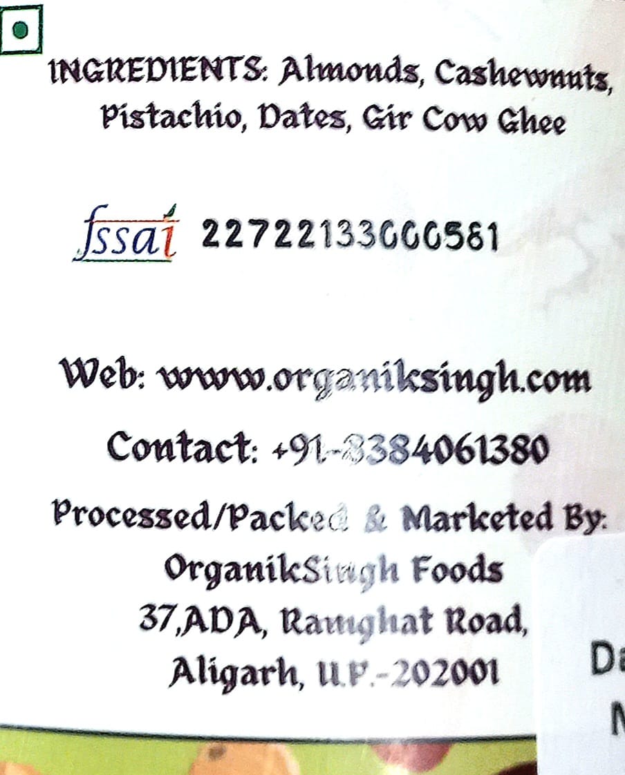 Dry Fruit | Dryfruit &amp; Dates Punch (Made With A2 Cow Ghee) – 100% Natural – No Additives, No Preservatives &amp; No Artificial Flavourings – Organik Singh – 250gm