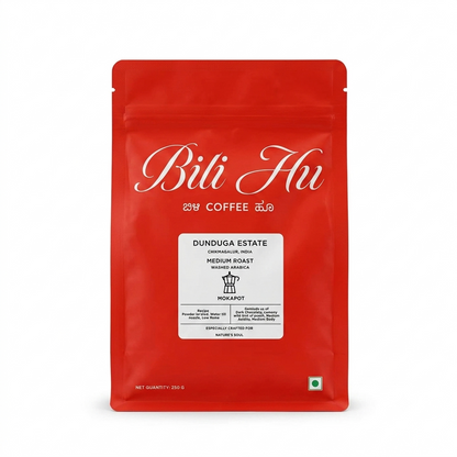 Coffee | Dunduga Estate (Mokapot) - Medium Roast ,Washed Arabica -No Added Flavour or Preservatives - Bili Hu - 250gm