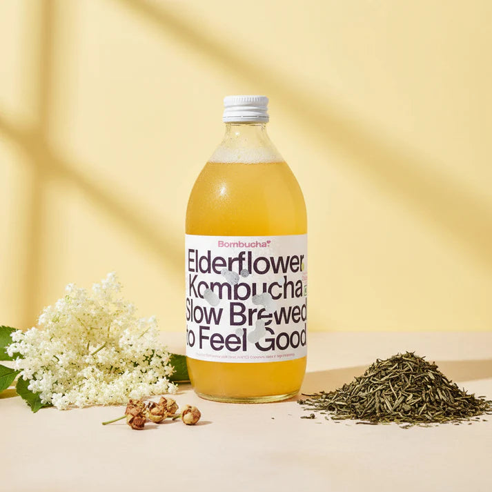 Kombucha  | Elderflower Kombucha - Raw &amp; Unpasteurized - No Added Vinegar, Artificial Flavours Or No Added Preservatives - Bombucha - 500ml