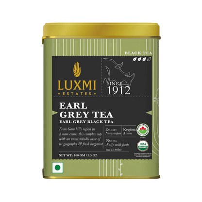 Tea | Earl Grey Tea (Black Tea) – USDA Organic - Luxmi Estates – 100gm