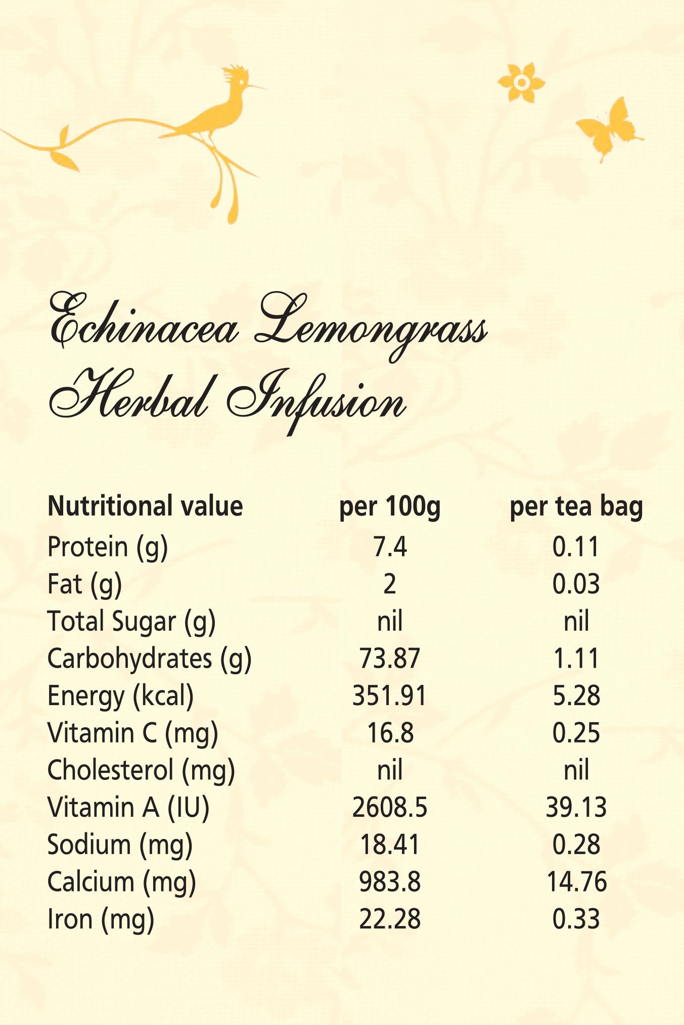 Echinacea Lemongrass Herbal Infusion – SOS Organics – 14Tea Bags