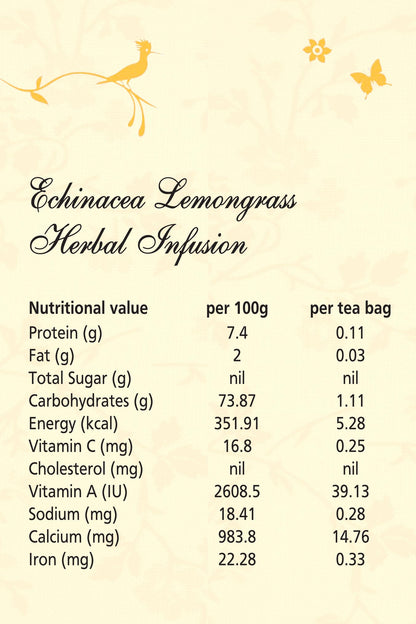 Echinacea Lemongrass Herbal Infusion – SOS Organics – 14Tea Bags