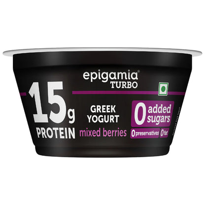 Yogurt | Mixed Berries Greek Yogurt - 15g Protein- No Added Sugar &amp; No Added Preservatives – Epigamia - 140gm