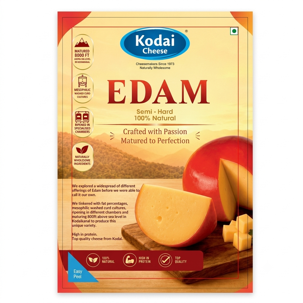 Edam Cheese - Pasteurized - Kodai - 200gm