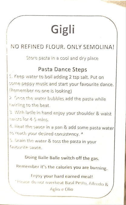 Pasta | Eggfree Gigli Pasta (Semolina &amp;amp; Turmeric) – 100% Semolina – No Maida &amp;amp; No Added Preservatives - Our Pasta Lab – 250gm
