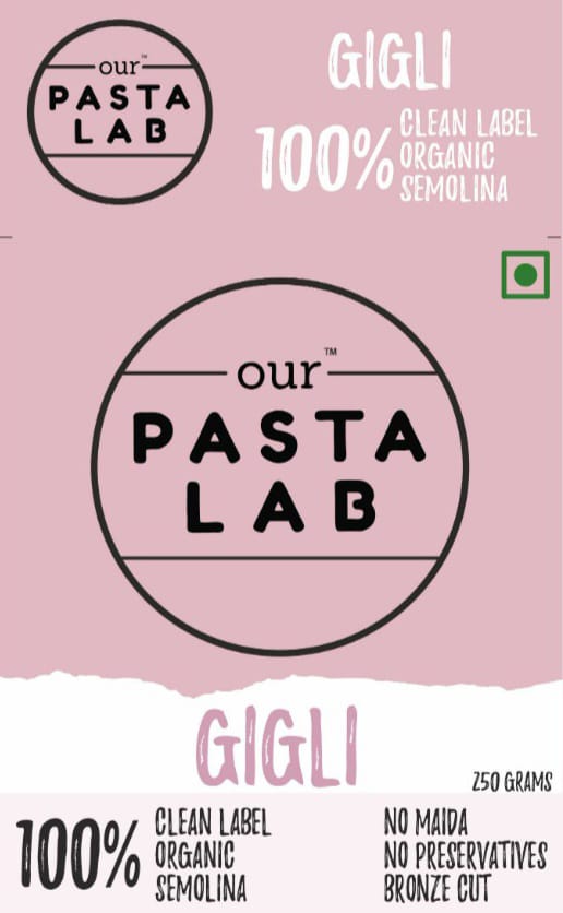 Pasta | Eggfree Gigli Pasta (Semolina &amp;amp; Turmeric) – 100% Semolina – No Maida &amp;amp; No Added Preservatives - Our Pasta Lab – 250gm