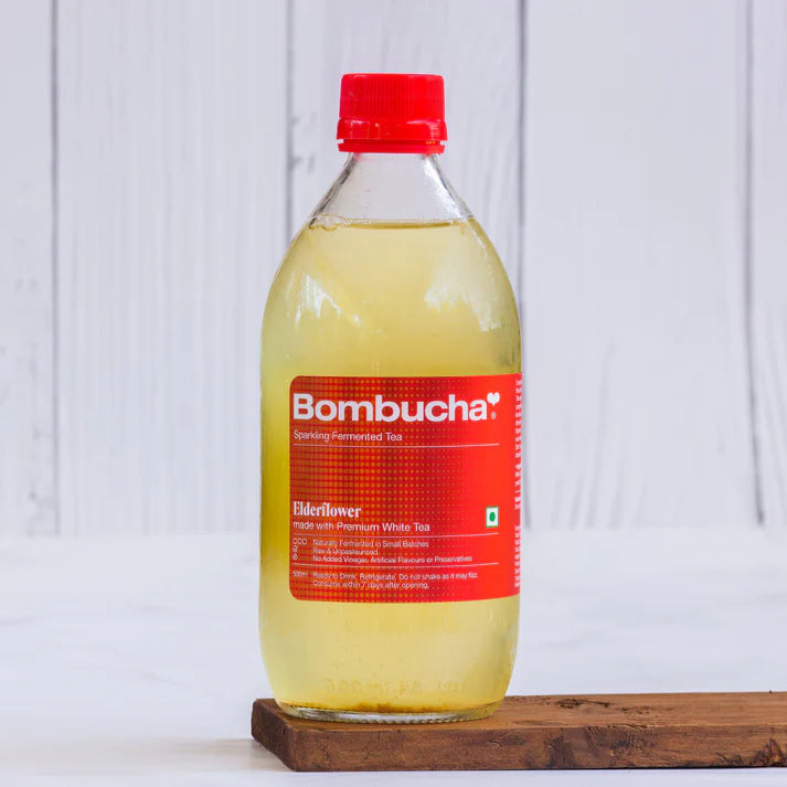 Kombucha  | Elderflower Kombucha - Raw &amp; Unpasteurized - No Added Vinegar, Artificial Flavours Or No Added Preservatives - Bombucha - 500ml
