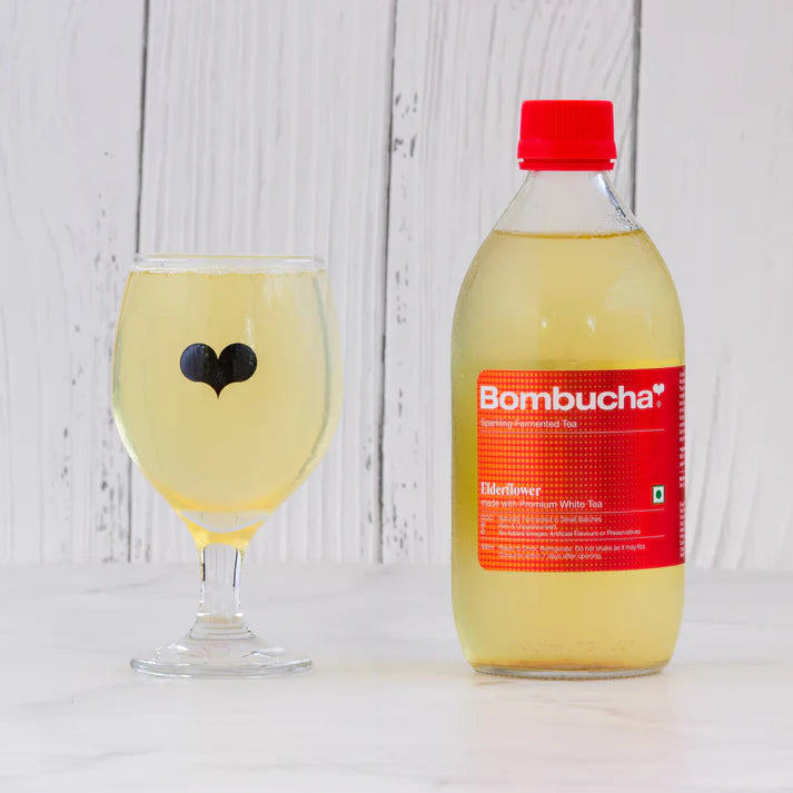 Kombucha  | Elderflower Kombucha - Raw &amp; Unpasteurized - No Added Vinegar, Artificial Flavours Or No Added Preservatives - Bombucha - 500ml