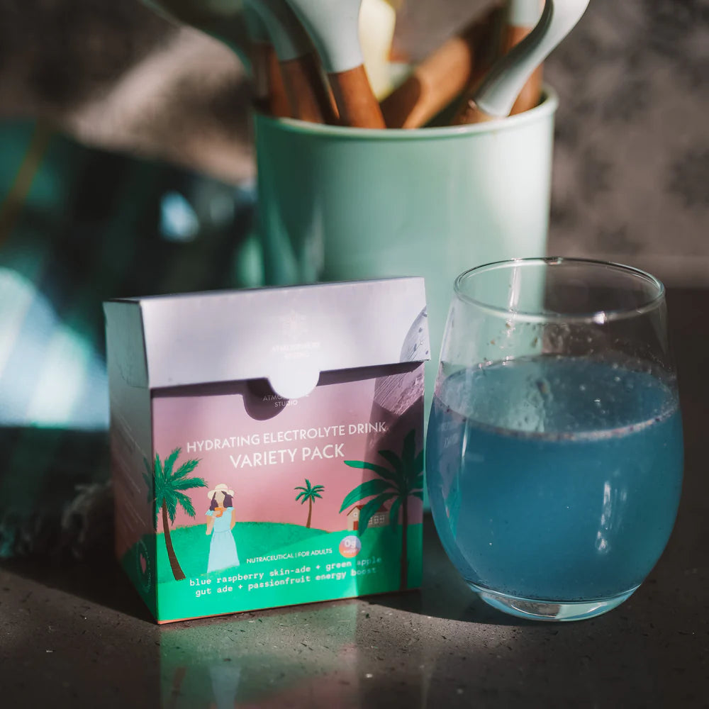 Electrolyte Powder | Variety Pack - Hydrating Electrolyte Drink (Blue Raspberry Skin-Ade + Green Apple Gut Ade + Passionfruit Energy Boost) – For Adults – No Added Sugar – Atmosphere – 115gm