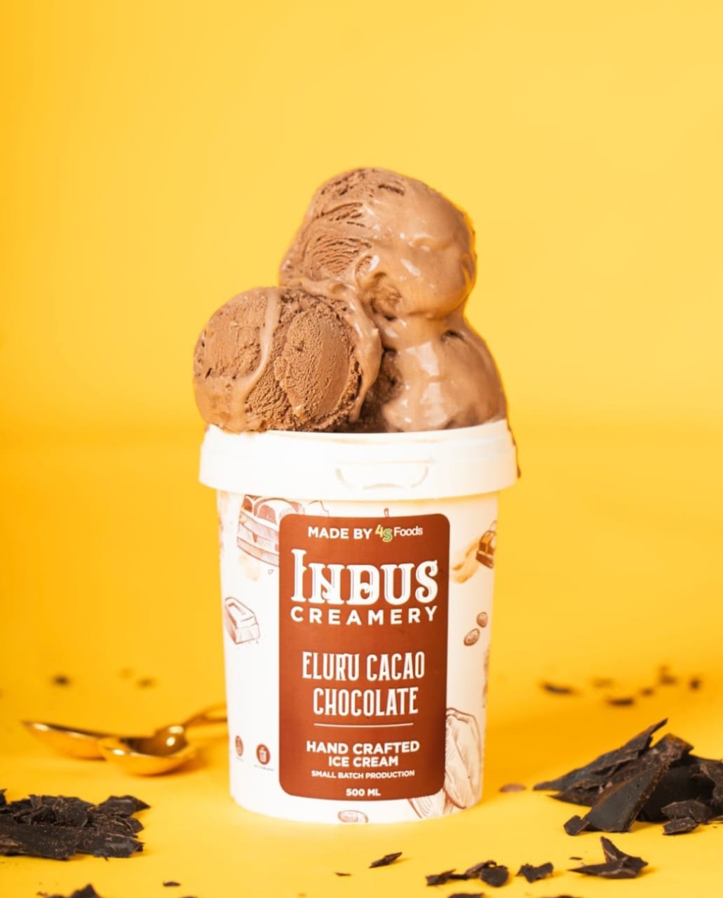 Ice Cream | Eluru Cacao Chocolate – Hand Crafted Ice Cream – 100% Natural – No Added Preservatives, No Oil Fat & No Stabilisers – INDUS CREAMERY – 500ml