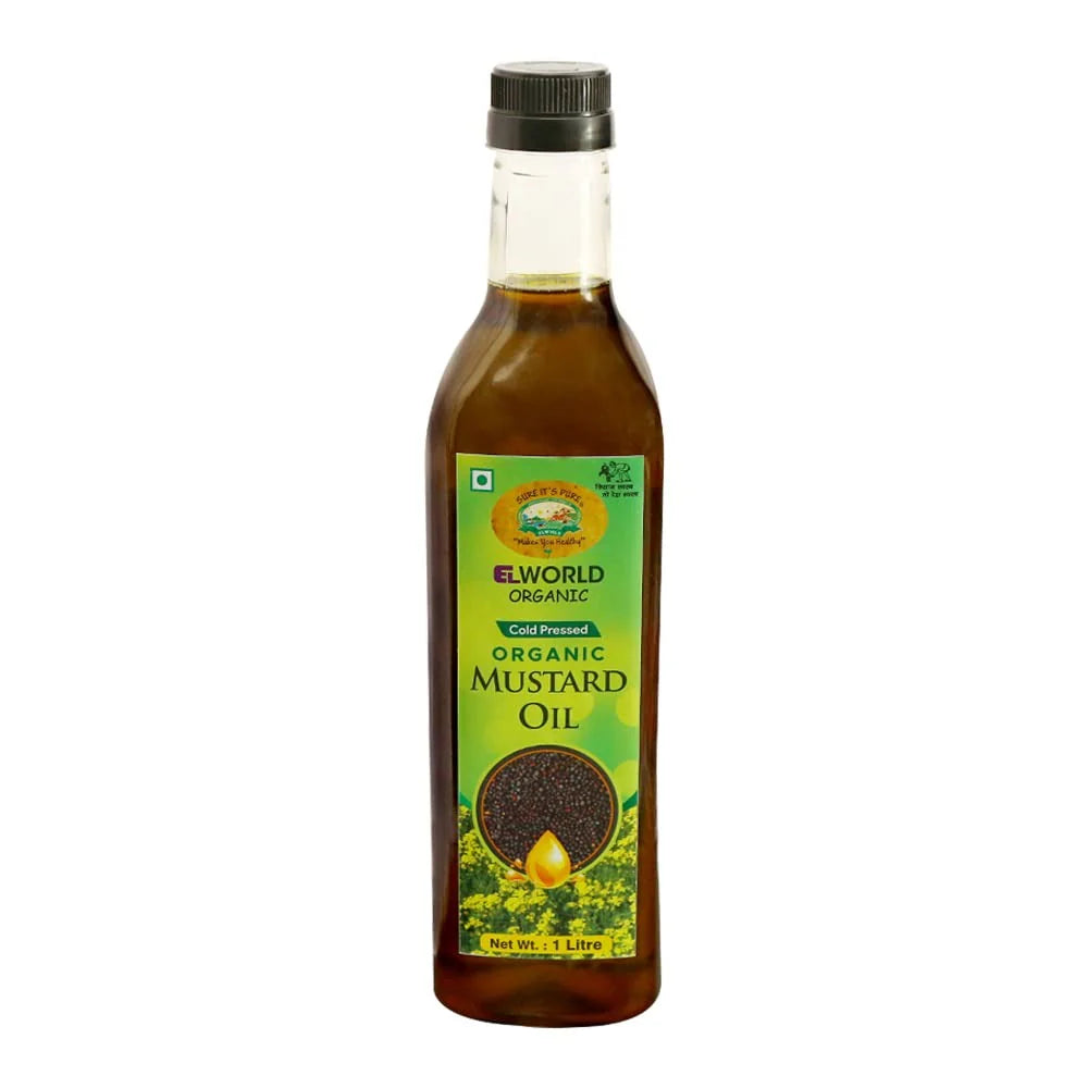 Mustard Oil | Yellow Mustard Oil - Organic - Cold Pressed - No Added Chemicals & Pesticides Free - Elworld - Organic - 500ml