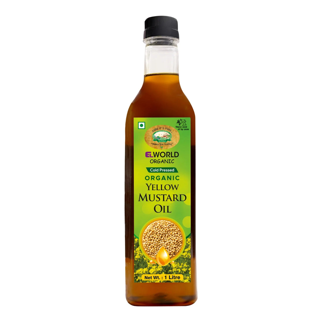 Mustard Oil | Yellow Mustard Oil - Organic - Cold Pressed - No Added Chemicals &amp; Pesticides Free - Elworld - Organic - 1000ml